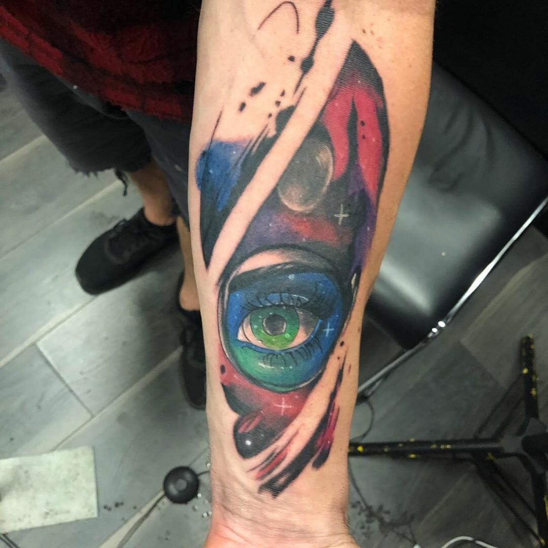 Space Tattoo Galaxy On Forearm