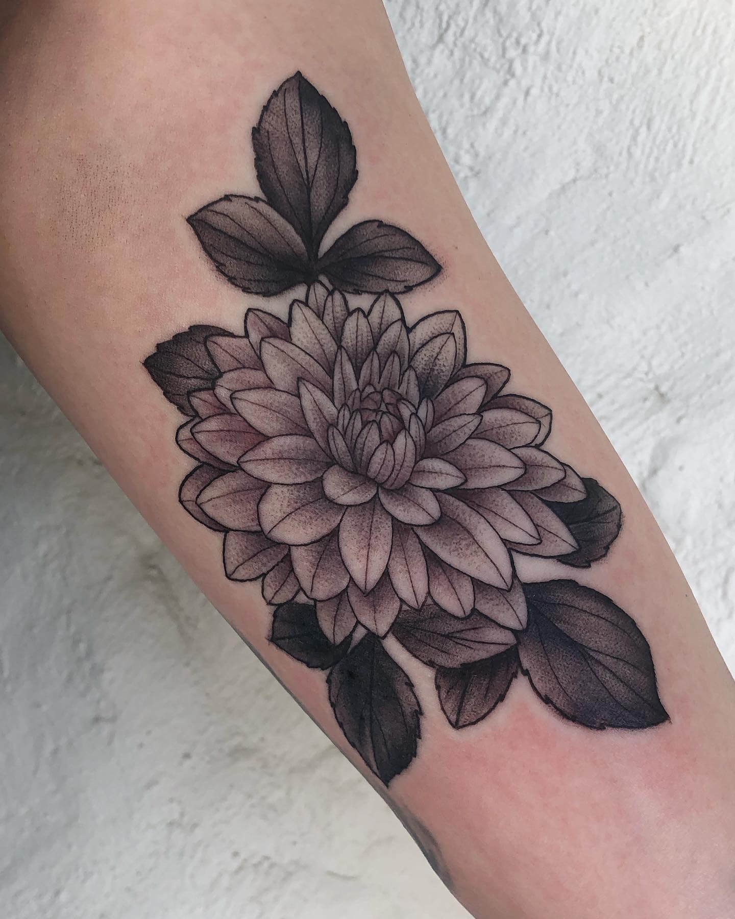 Elegant Black Dahlia Tattoo On Hand