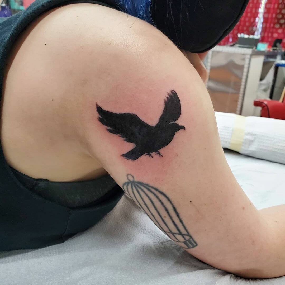 Bird Silhouette Tattoos On Upper Arm