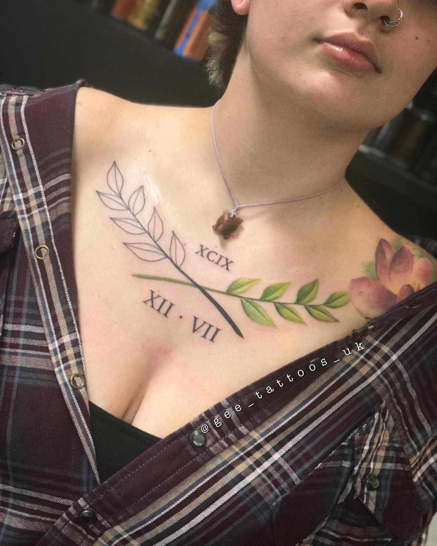 Colourful Roman Numeral Chest Tattoo