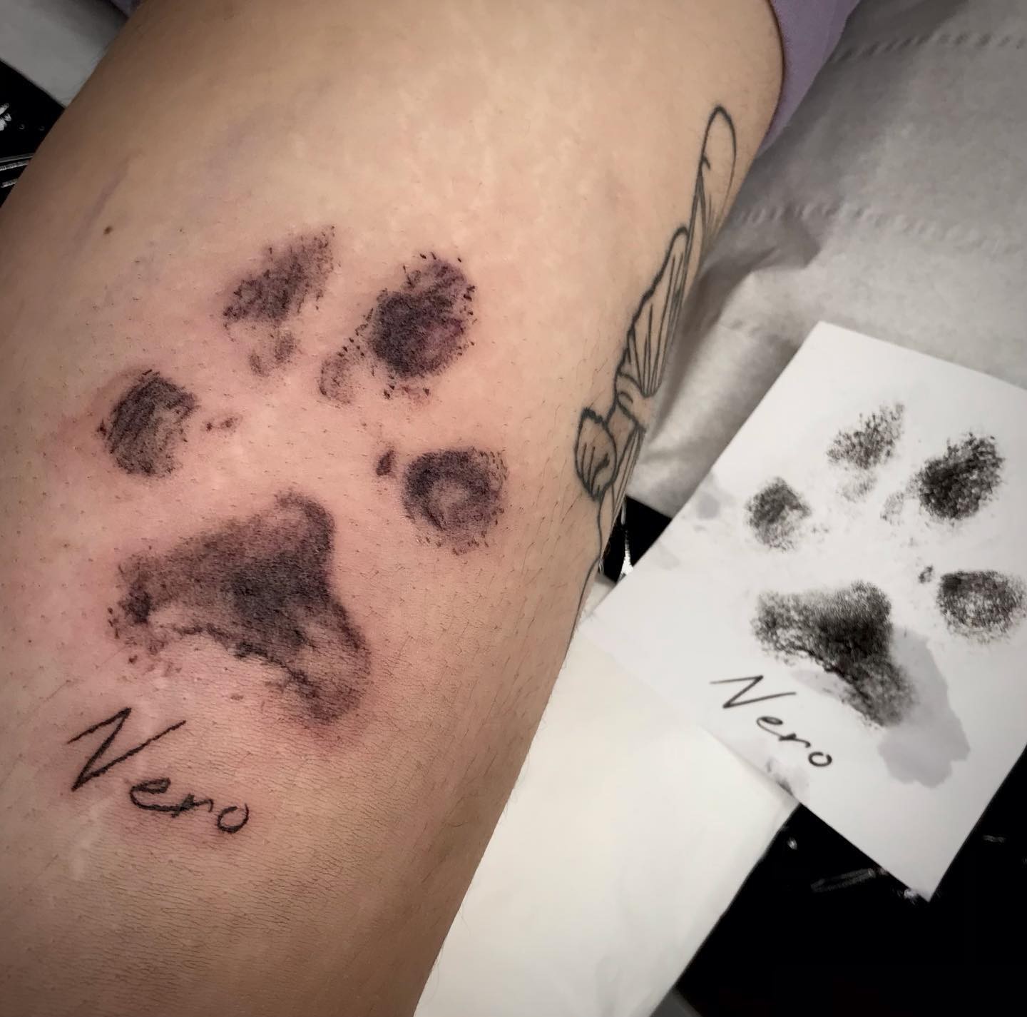 Abstract Dog Paw Print Tattoos With Names