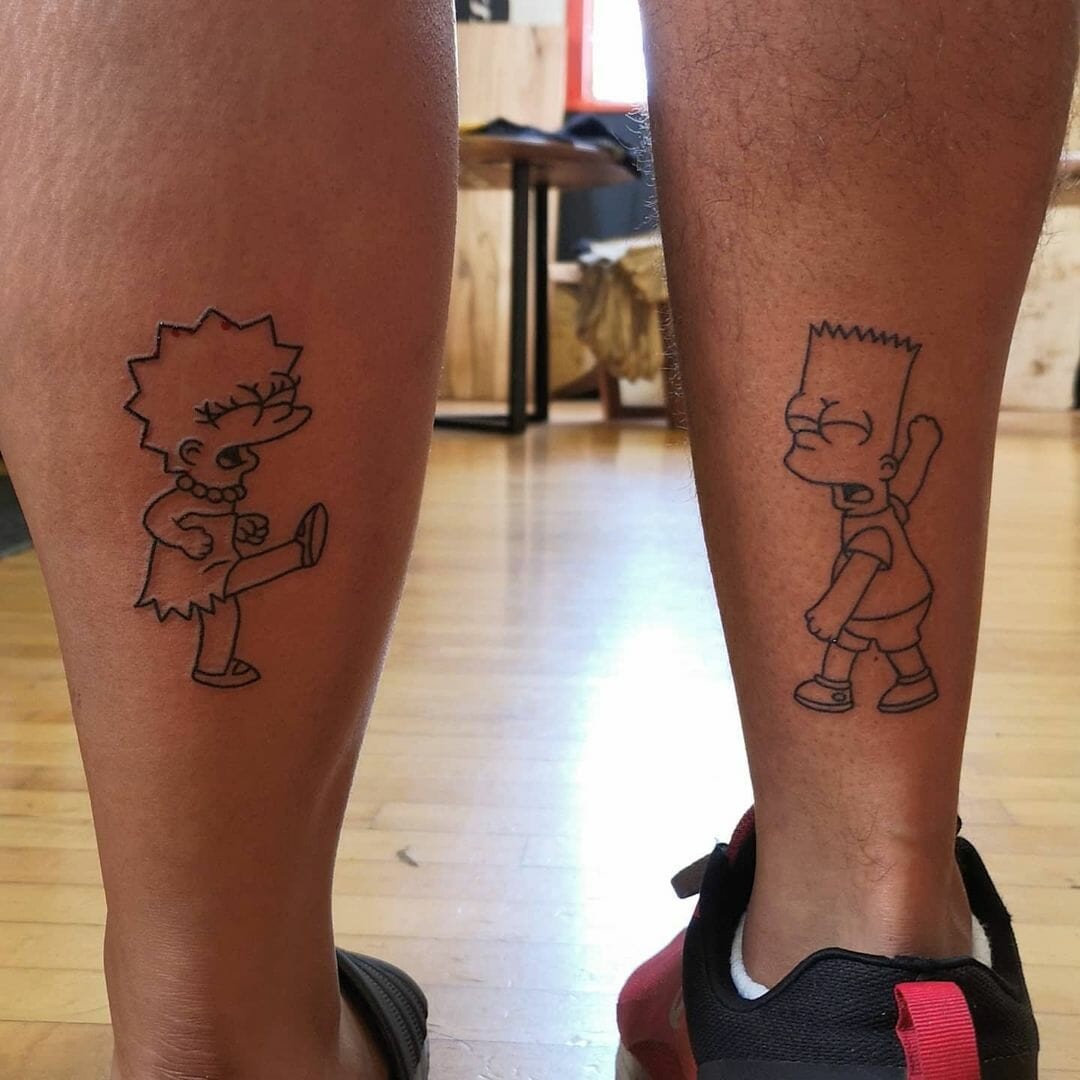 Complementary Bart And Lisa Simpson Tattoo