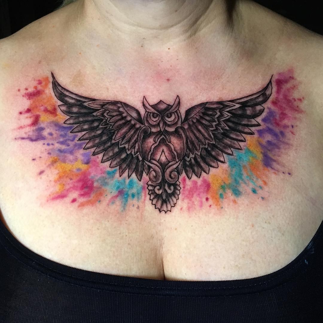 Stunning Bird Chest Tattoo