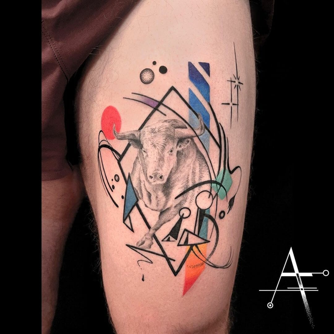 Abstract Bull Tattoo Idea For The Art Enthusiasts