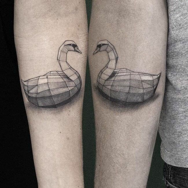 Matching Swan Tattoos