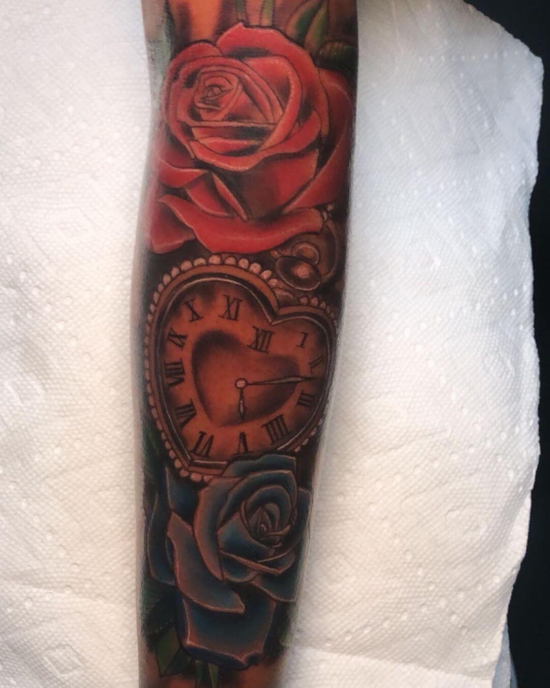 Heart-Shaped Clock Tattoo