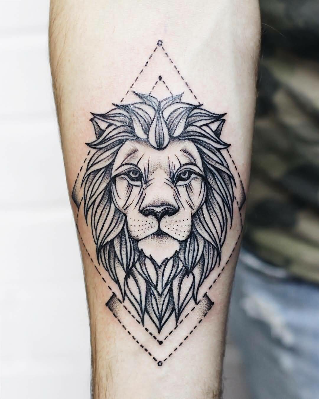 Awesome Geometric Lion Tattoo