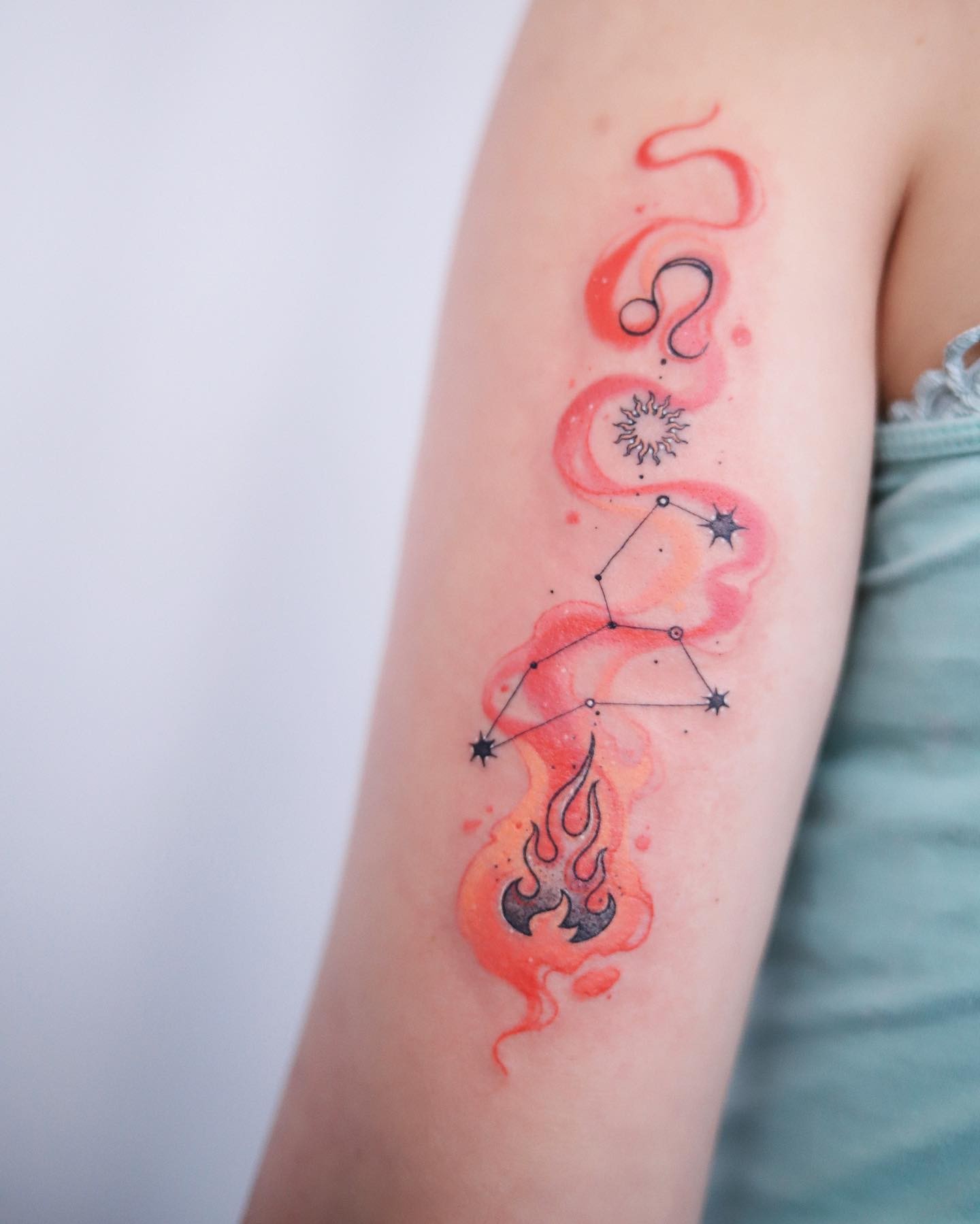 Leo Zodiac Tattoo Ideas With Sign Elements