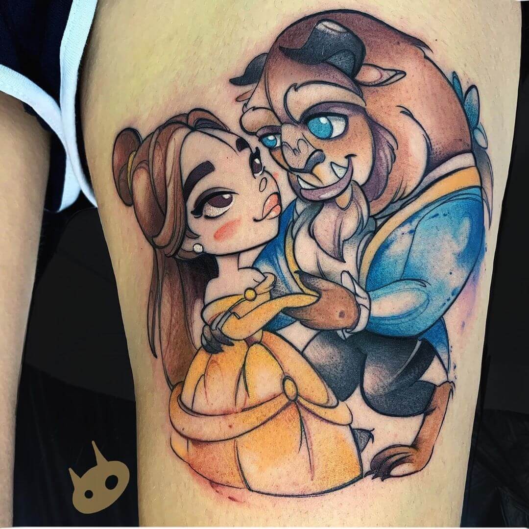 True Beauty Disney Tattoo Ideas Matching Couples Beauty and The Beast Tattoo Cutesy