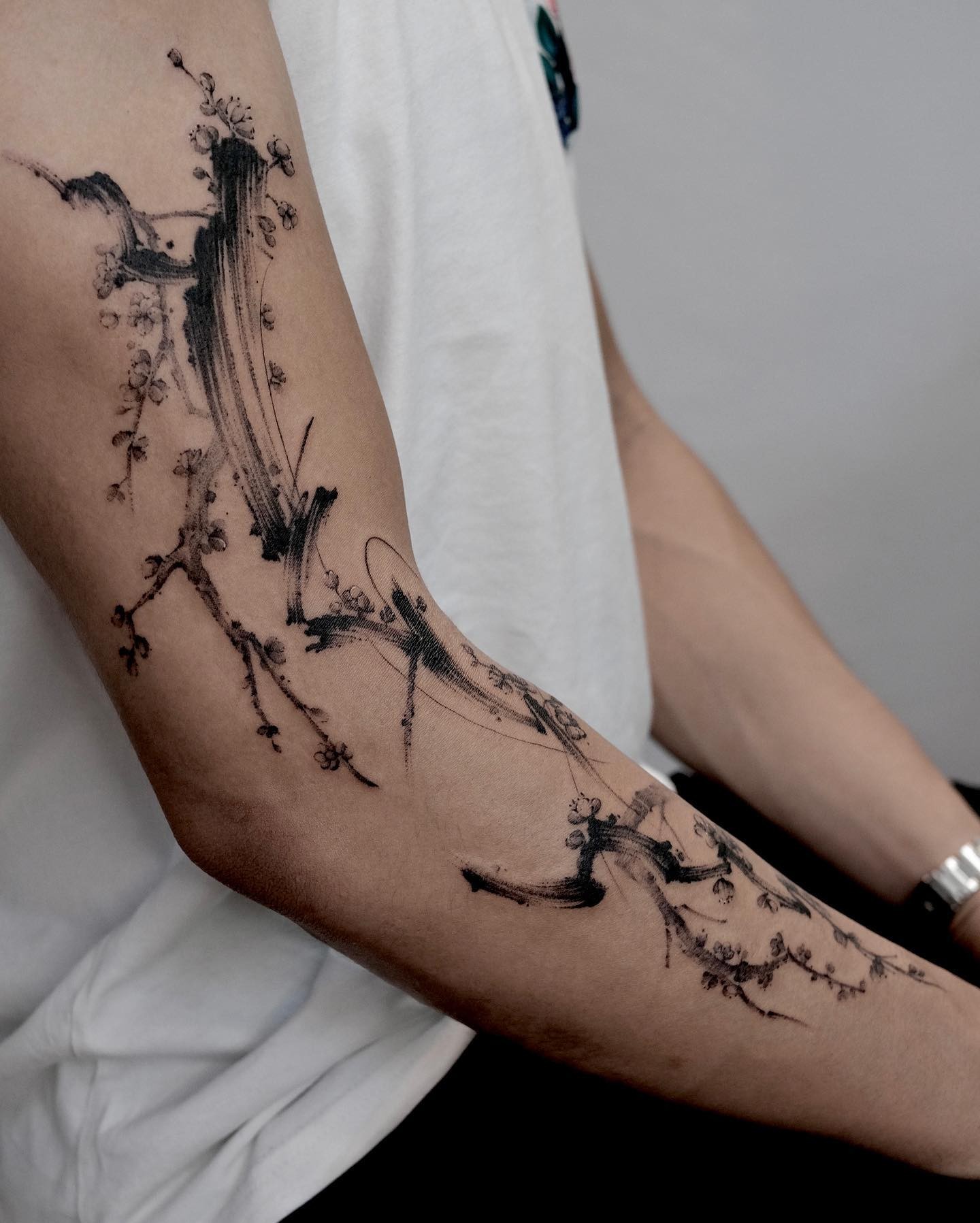 Cherry Blossom Sleeve Tattoo