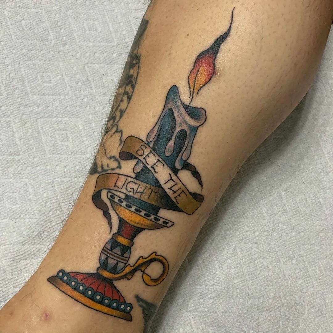 Traditional Candle Tattoo