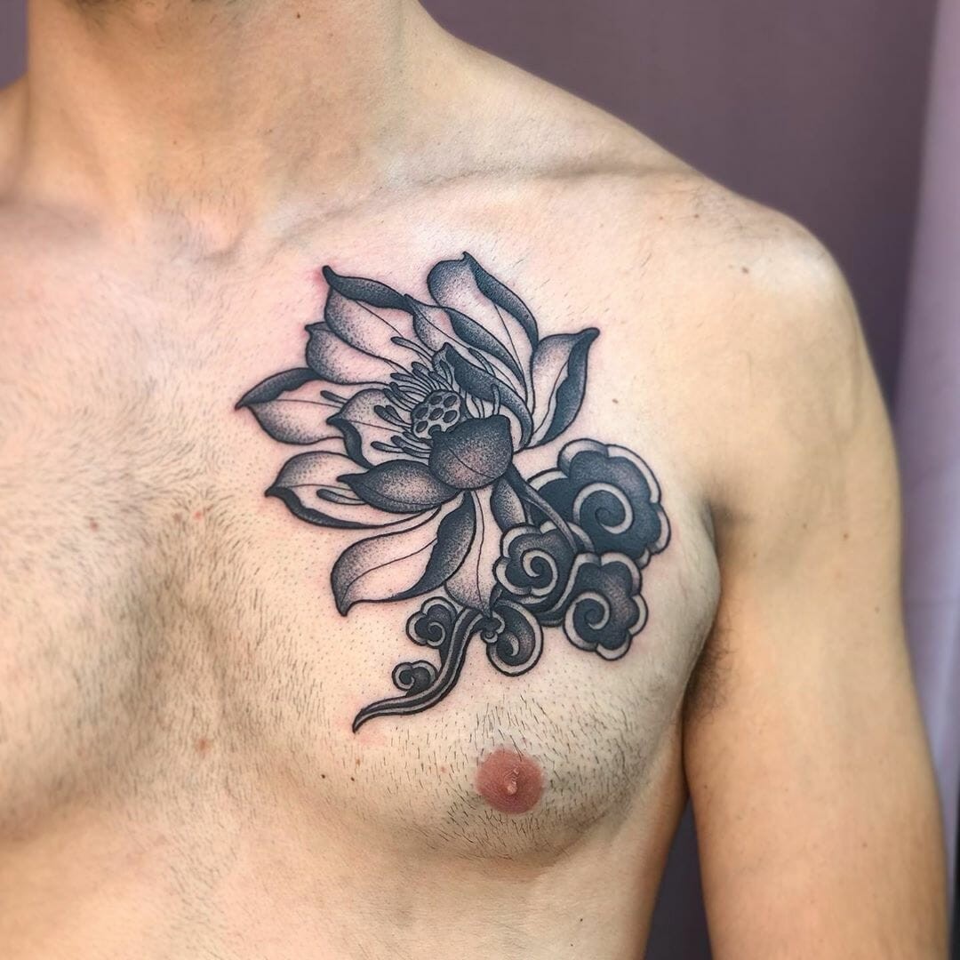 Chest Black Lotus Tattoo