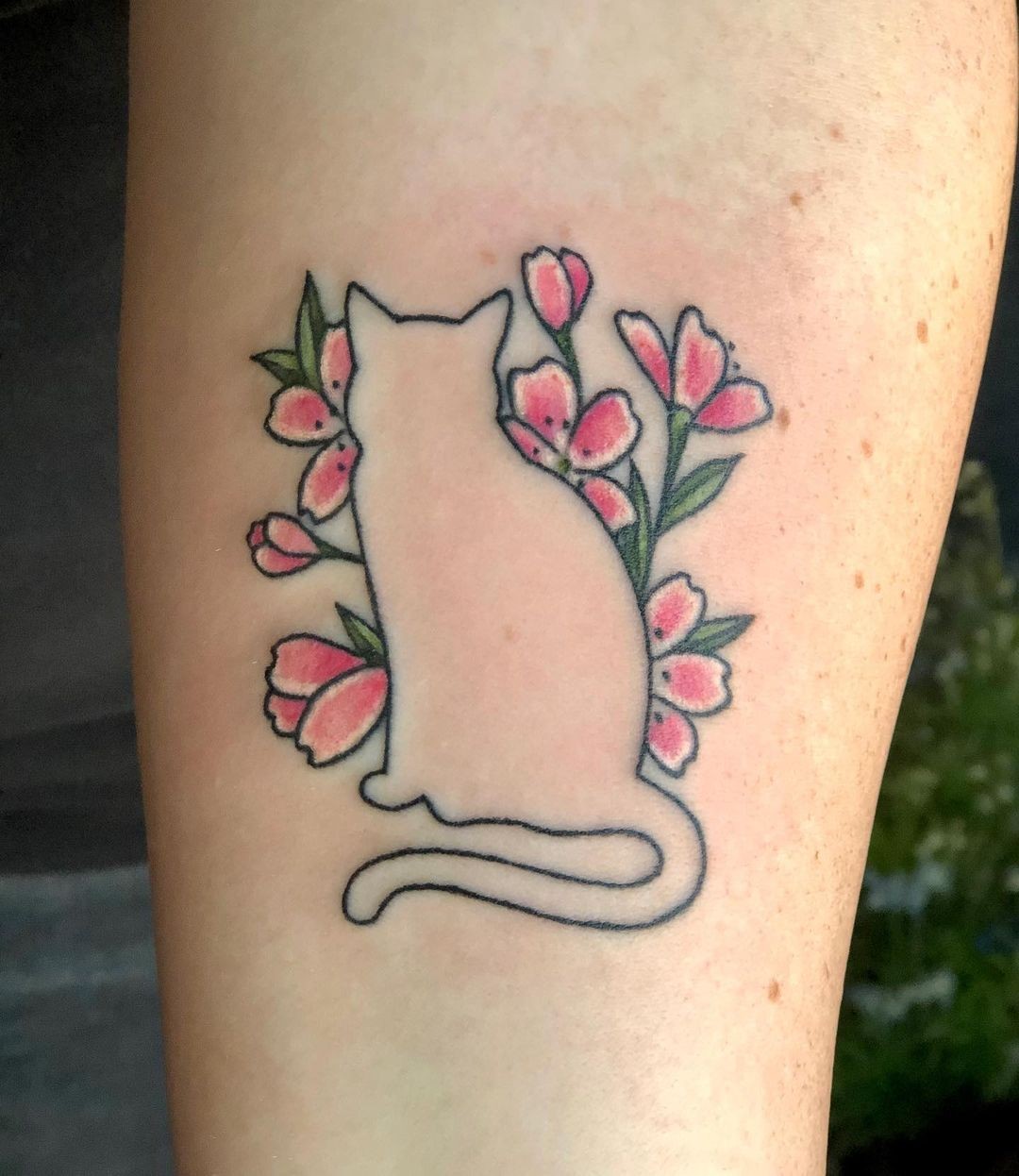 Simple Cat Outline Tattoo