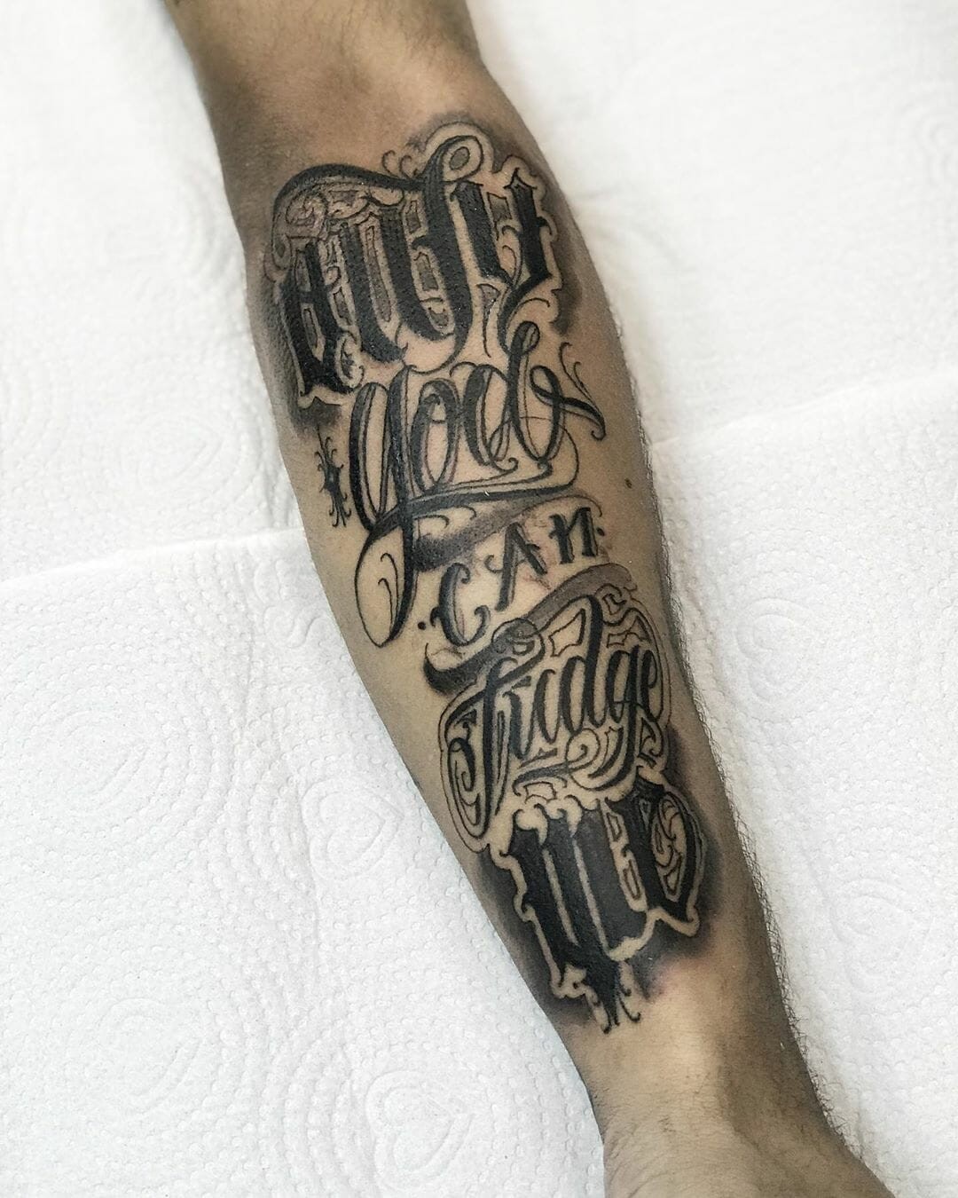 Only God Can Judge Me Tattoo On Leg