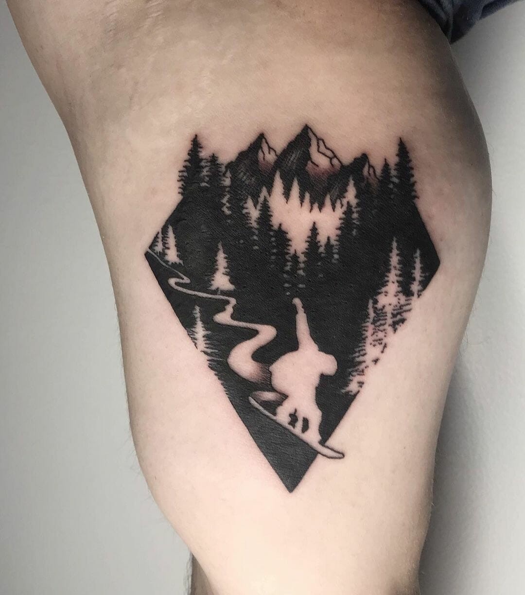 Designs For Scenery Tattoos With Negative Space Style