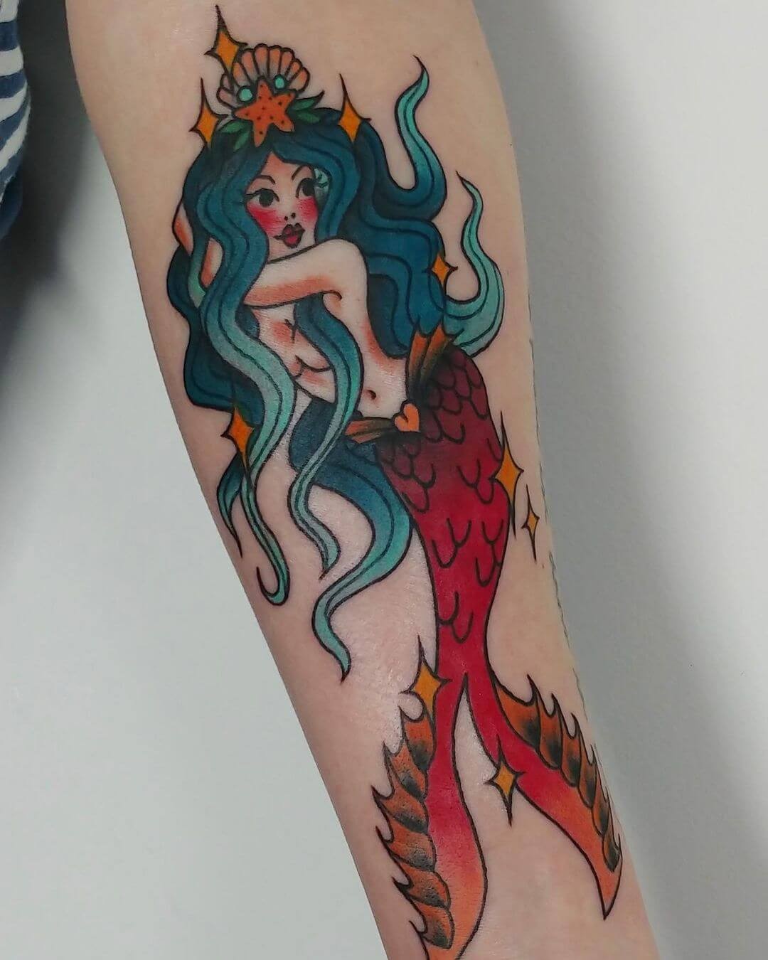 Colorful Salty Siren Tattoo Art Image