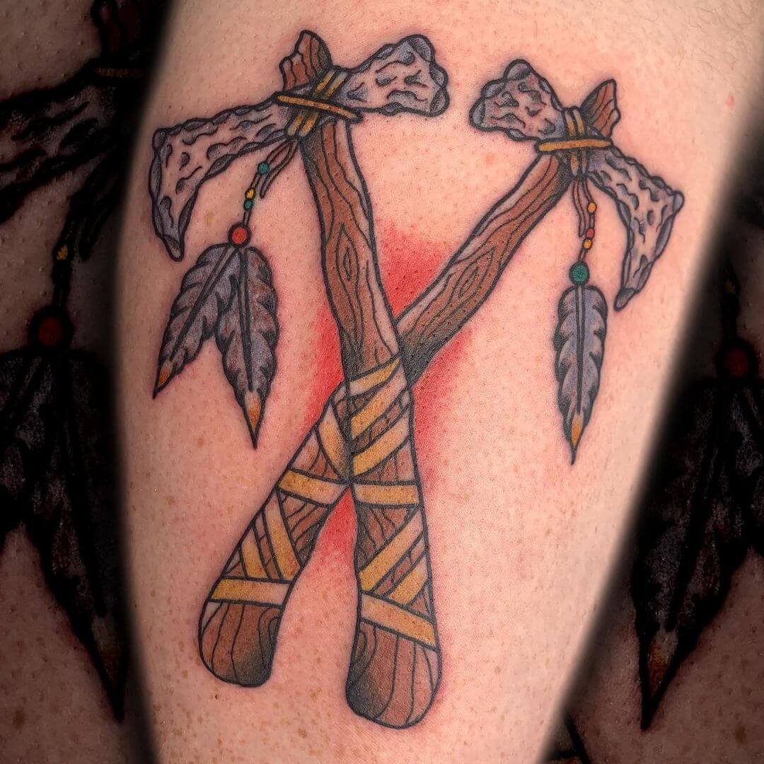 Spectacular Cross Axe Tattoo