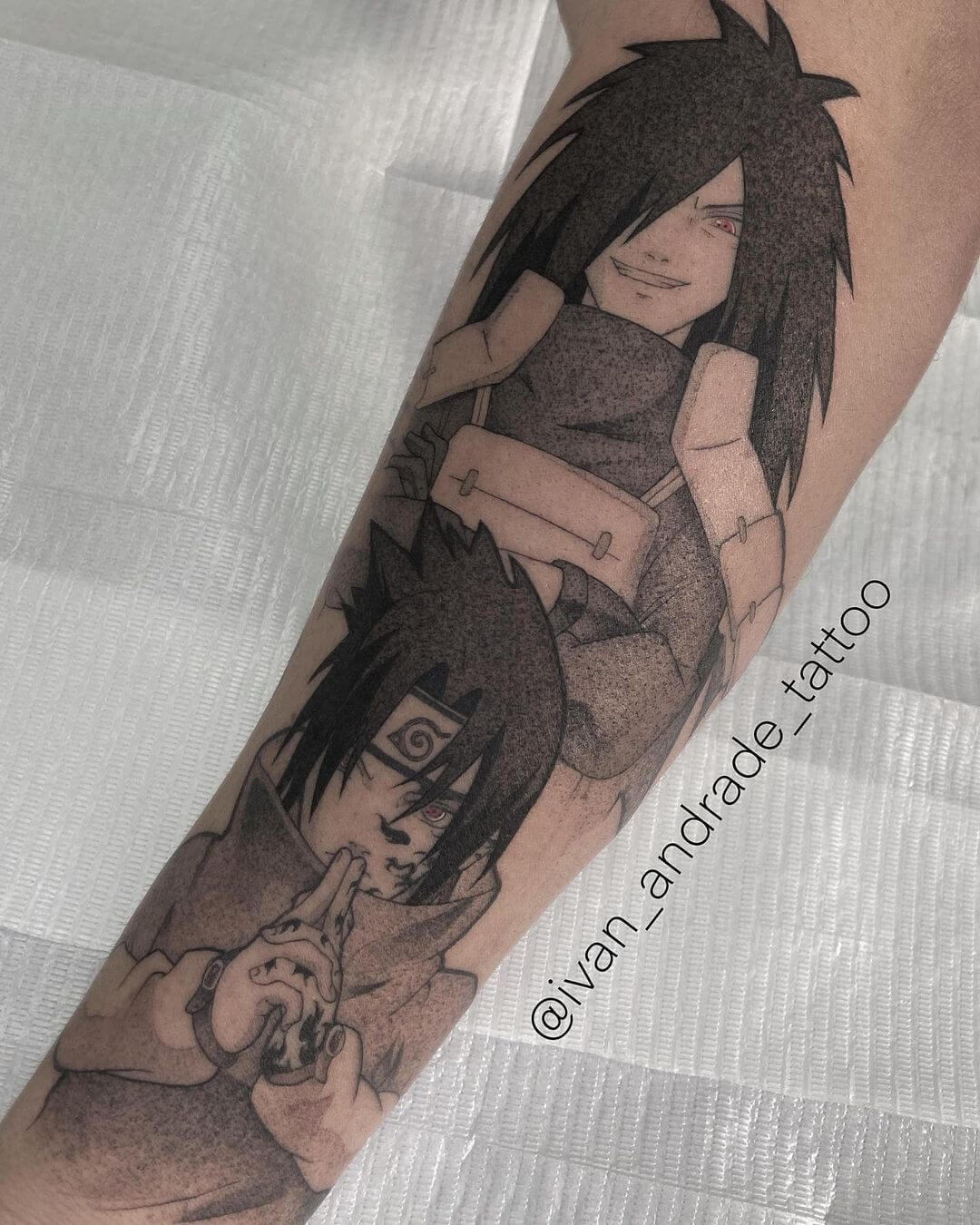 Madara And Sasuke Uchiha Curse Mark Tattoo