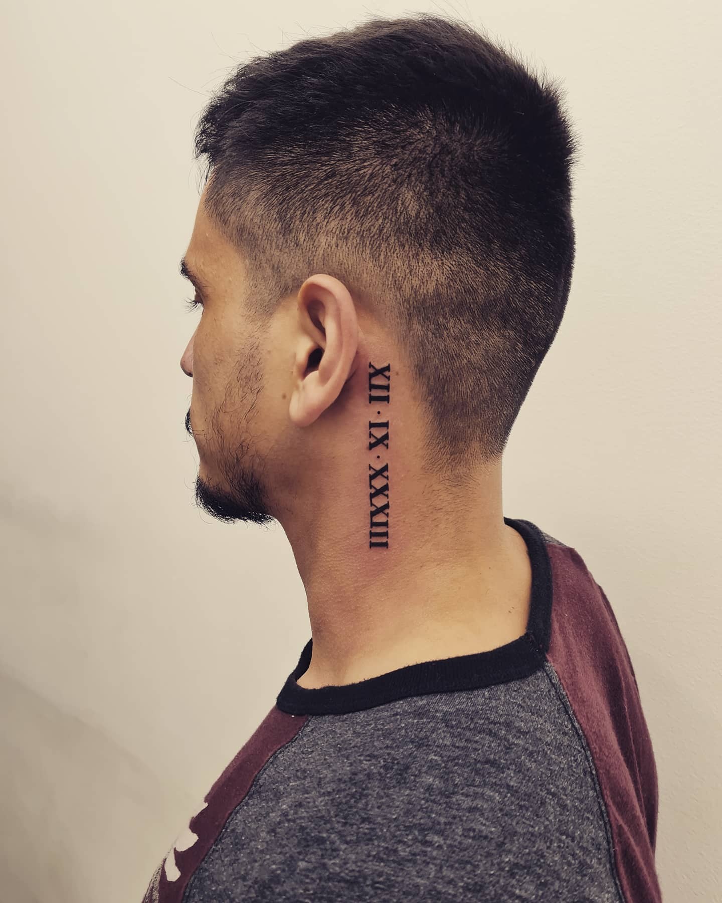 Amazing Roman Numerals Neck Tattoo Ideas