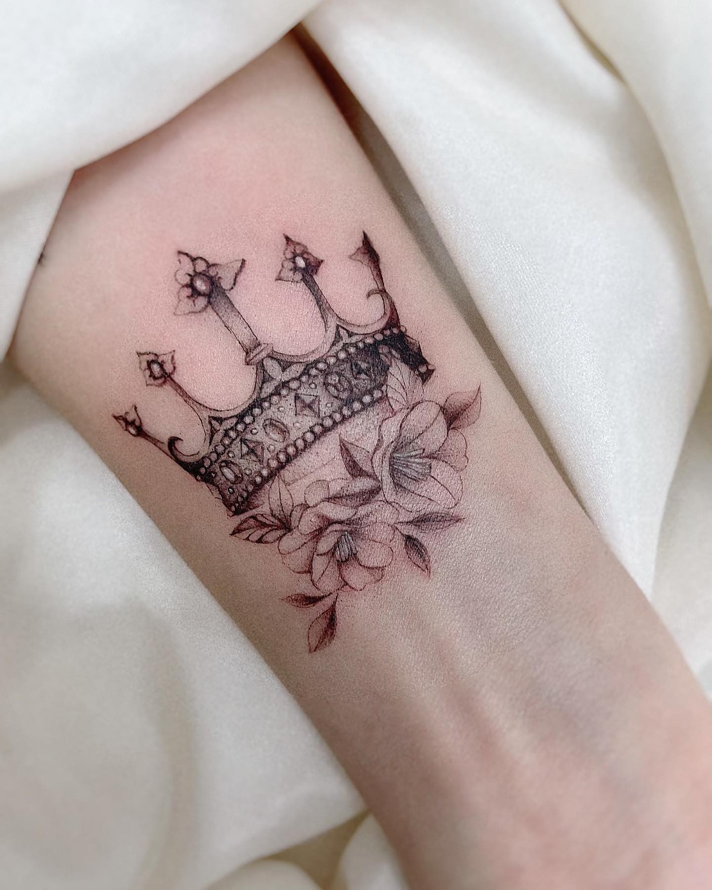 Floral King Crown Tattoo