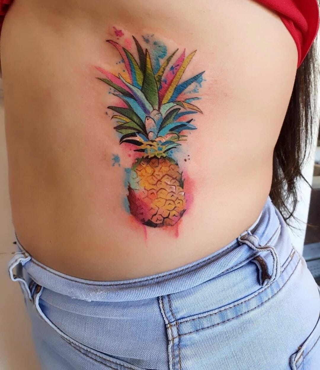 Watercolor Pineapple Tattoo