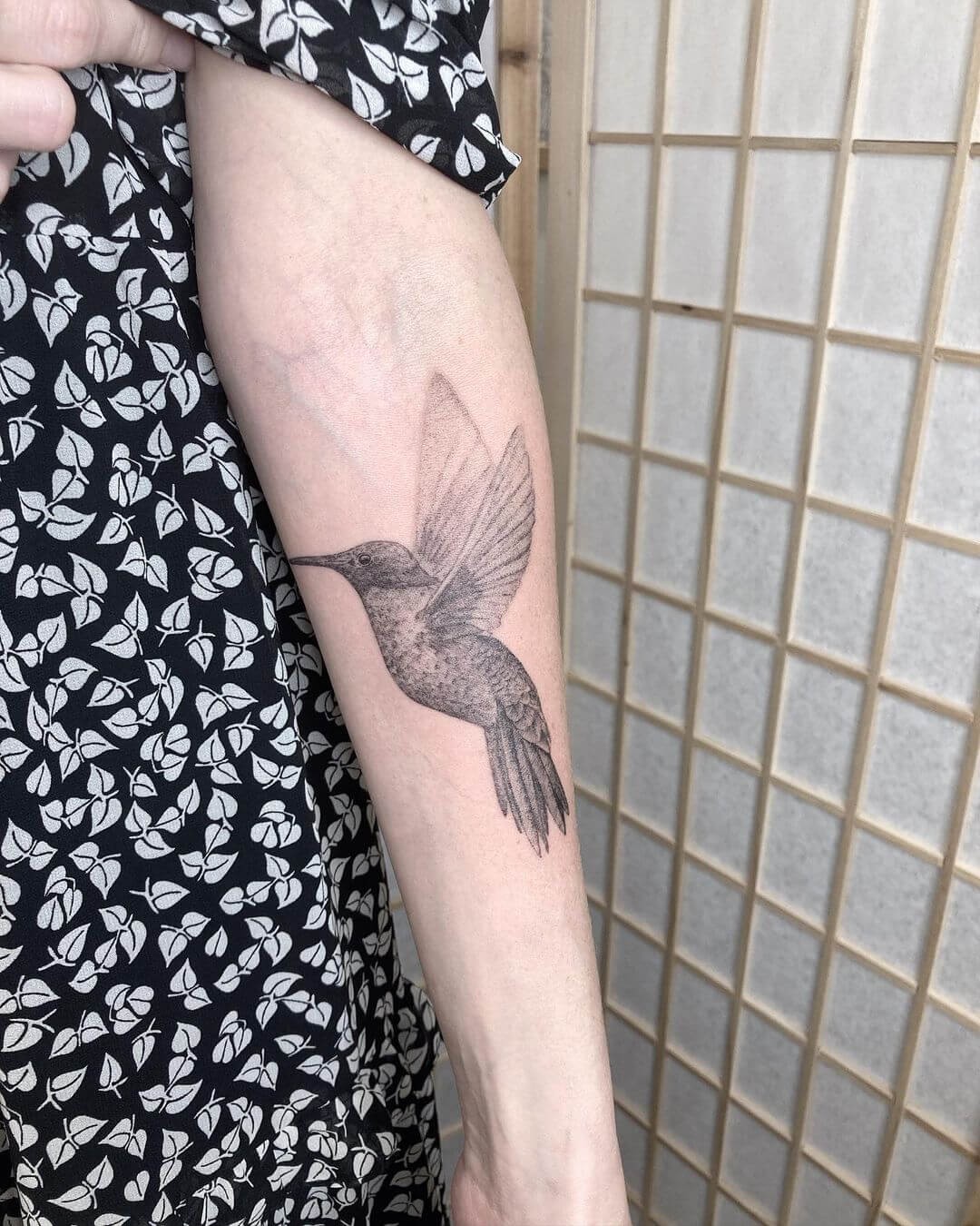 Hummingbird Stippling Tattoo