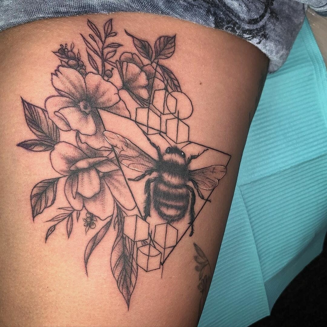 Inner Thigh Bee Tattoo