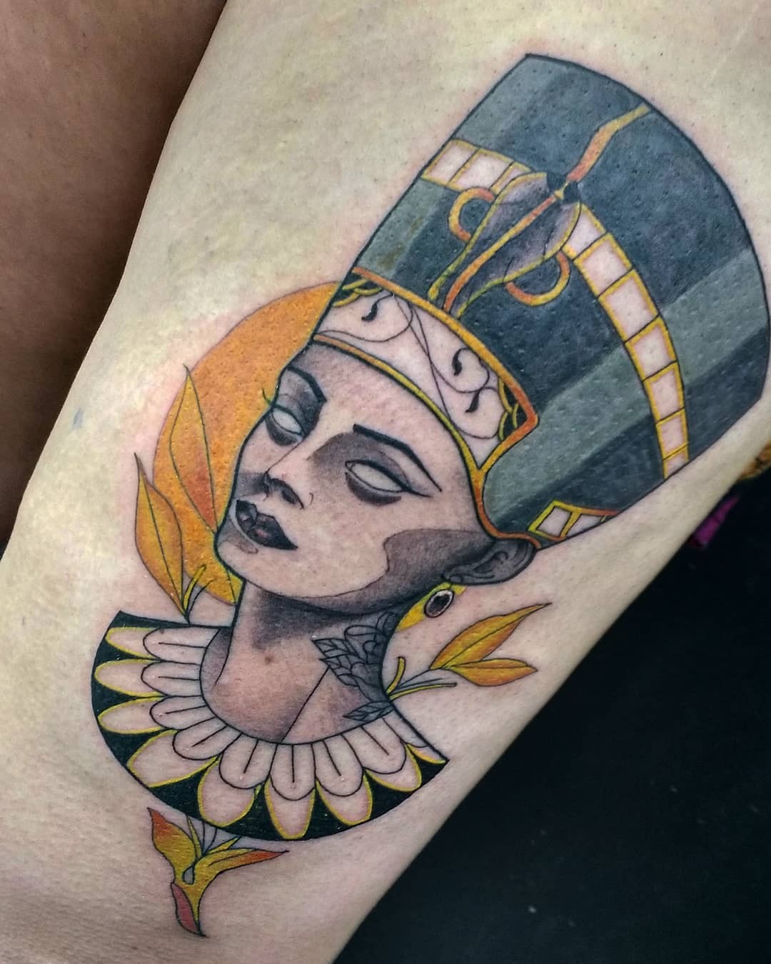 The Descriptive-Multicolored Queen Nefertiti Tattoo