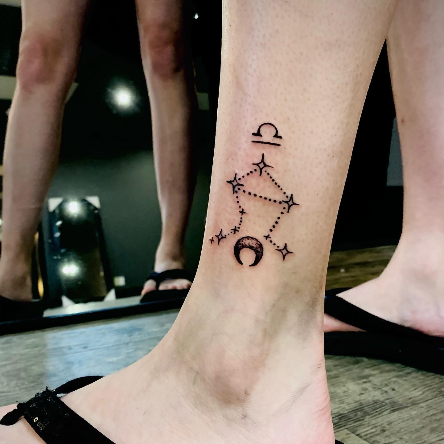 Libra Constellation Tattoo With Floral Design