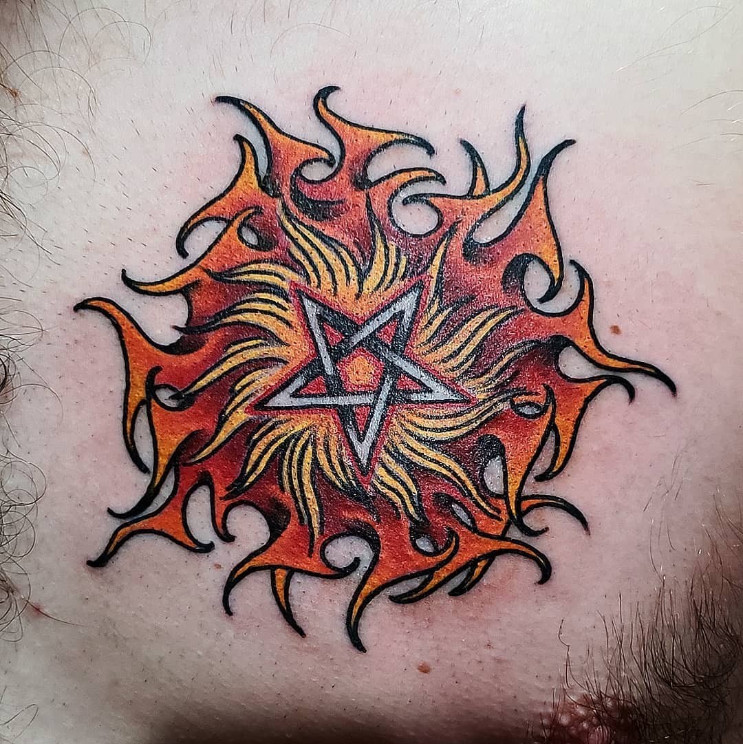 Supernatural Tattoo With Wings And Fire