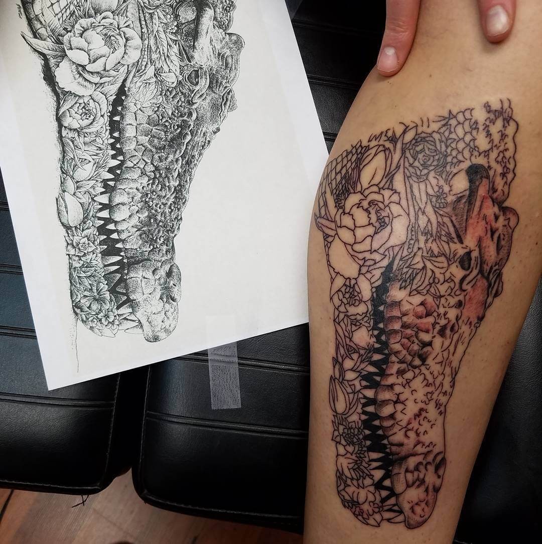 Crocodile Inner Calf Tattoo