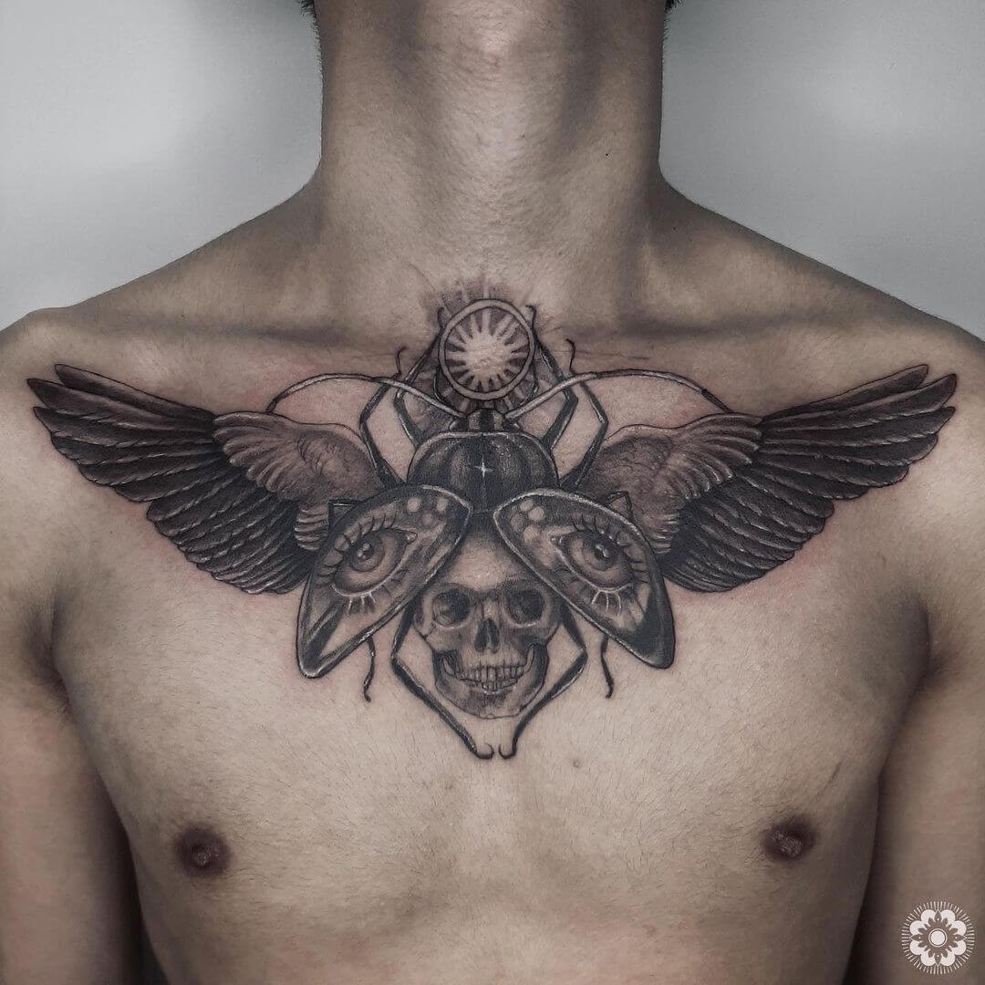 Scarab Chest Tattoo