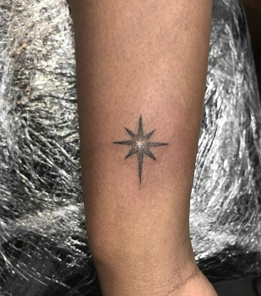 Shiny North Star Tattoo Small Image For Good Luck Forearm Tattoo Ideas