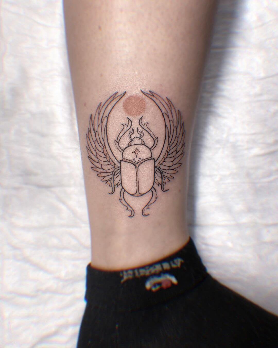 Minimal Scarab Tattoo