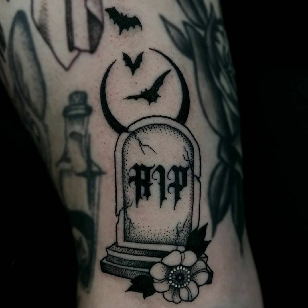 Gothic Gravestone Old English Tattoo