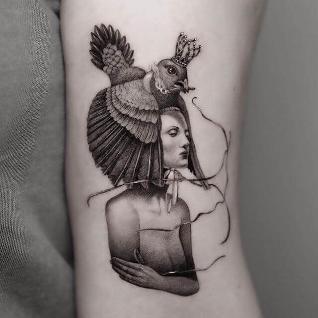 Crow Woman In Victorian Dress Surrealism Tattoos Worth Tattooing And Arm For