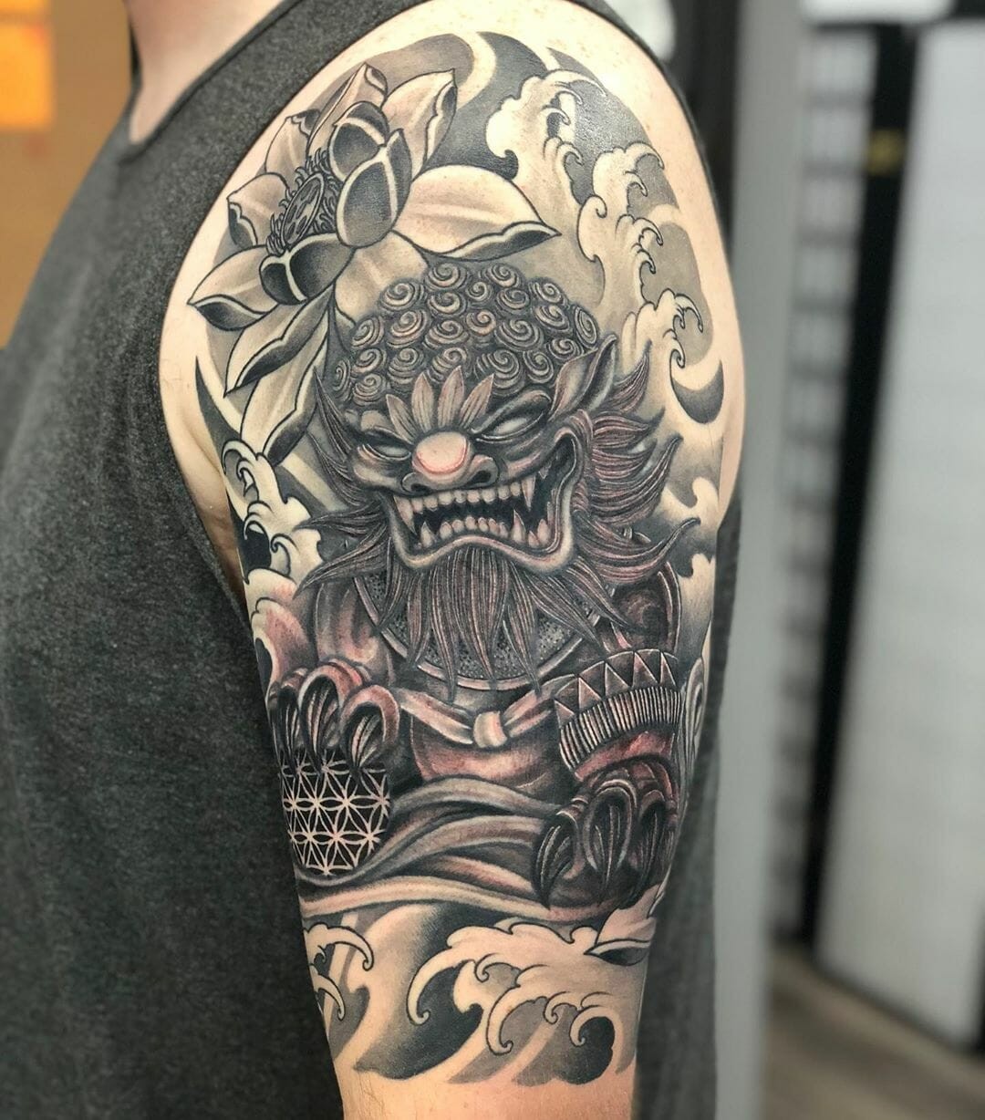 Shoulder Foo Dog Tattoo