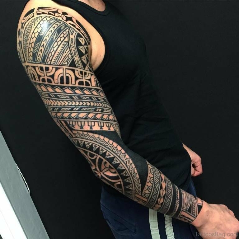 Black Ink WWE Roman Reign Tattoo Shoulder Piece Traditional Polynesian Design