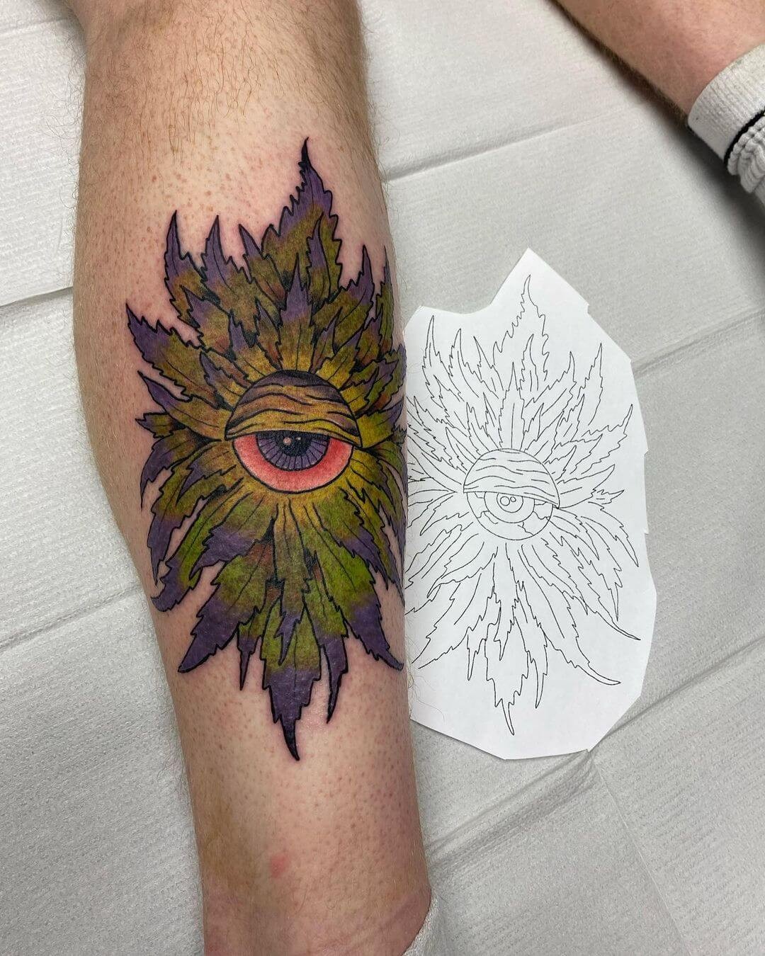 Gorgeous Colorful Artsy Weed Tattoo