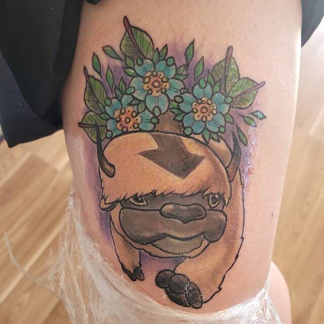 Appa Tattoo With Flowers