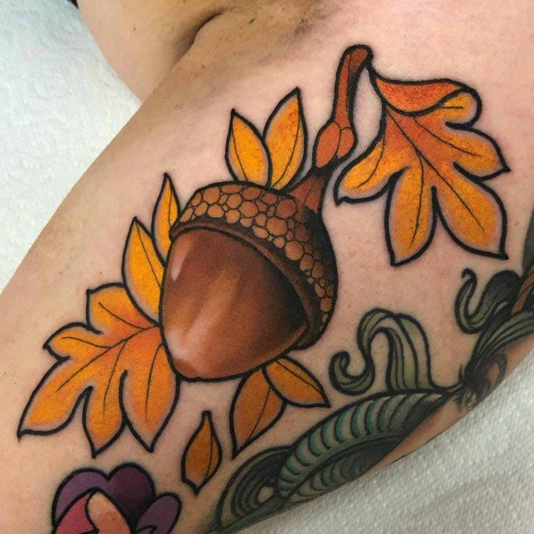 Traditional Acorn Tattoo Design