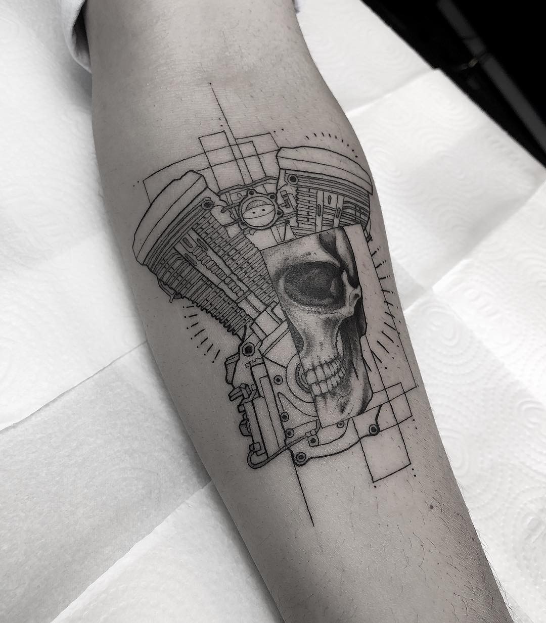 Motorcycle Engine Tattoo With Dog Ideas