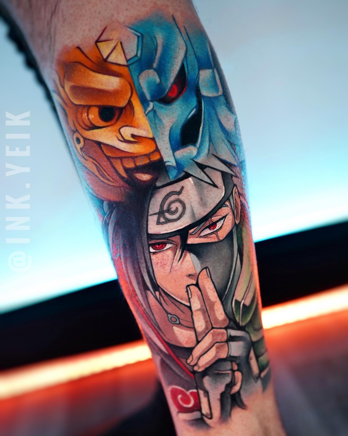 Amine Characters Itachi and Kakashi Tattoo Design