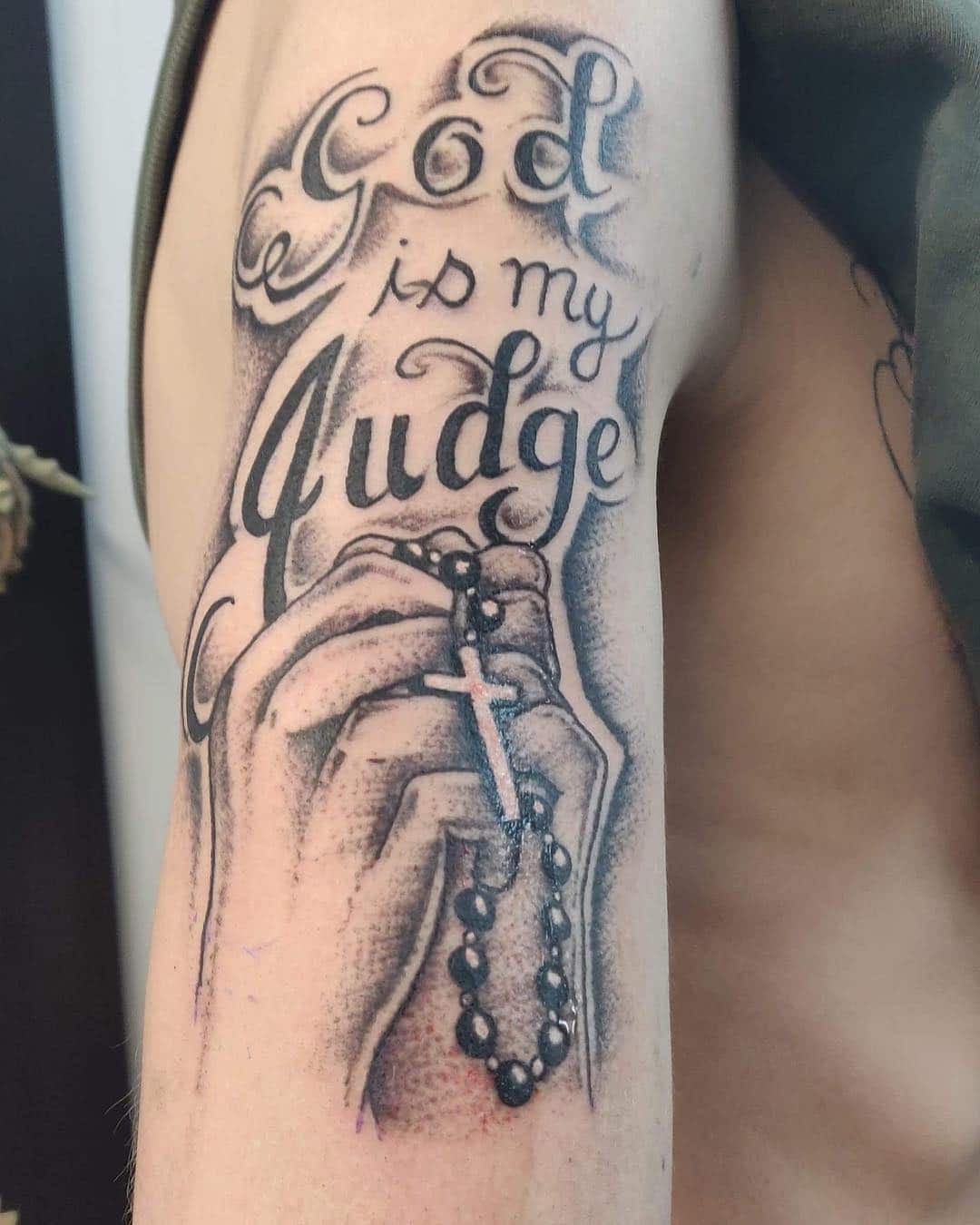 God Is My Judge Tattoo Designs On Arm