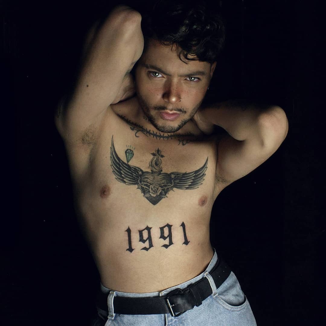 1991 Birth Year Chest Tattoo