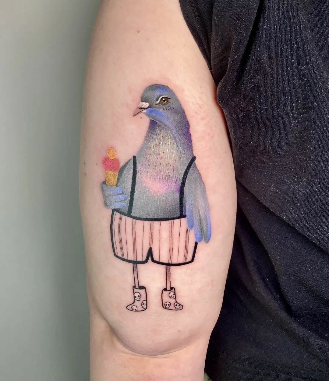 Vibrant Pigeon Tattoo