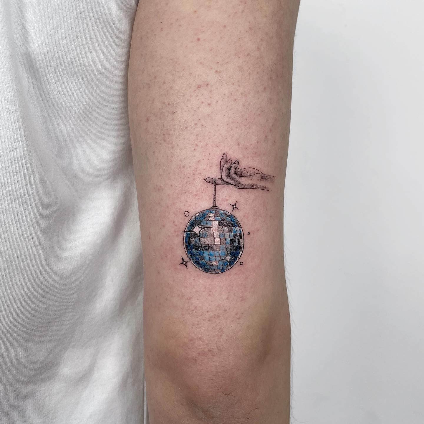 Colorful Tiny Disco Ball Tattoo Ideas