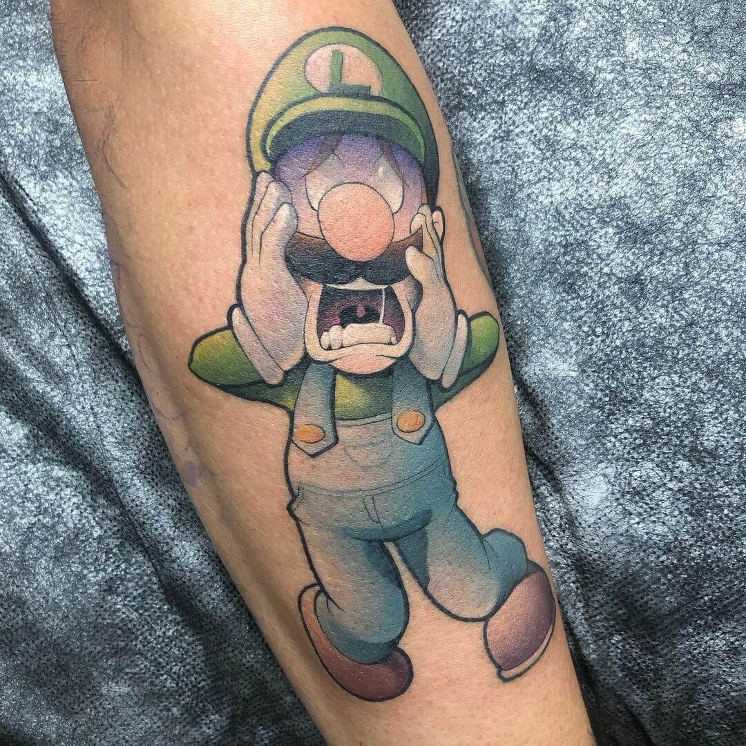 Scaredy-Cat Luigi Tattoo