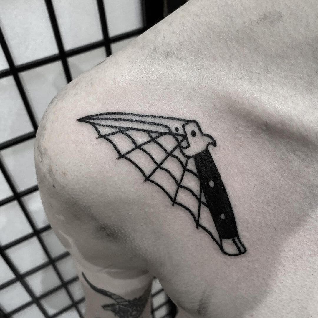 Shoulder Knife Cobweb Tattoo