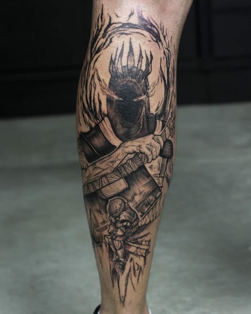 Calf Dark Souls Tattoo